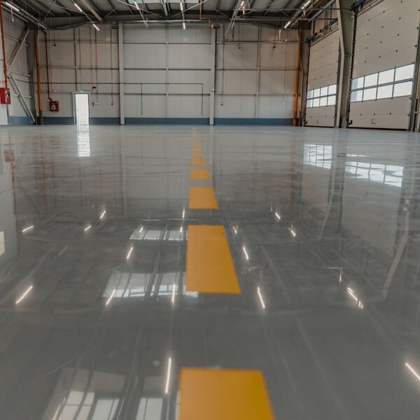 Industrial facility with epoxy flooring