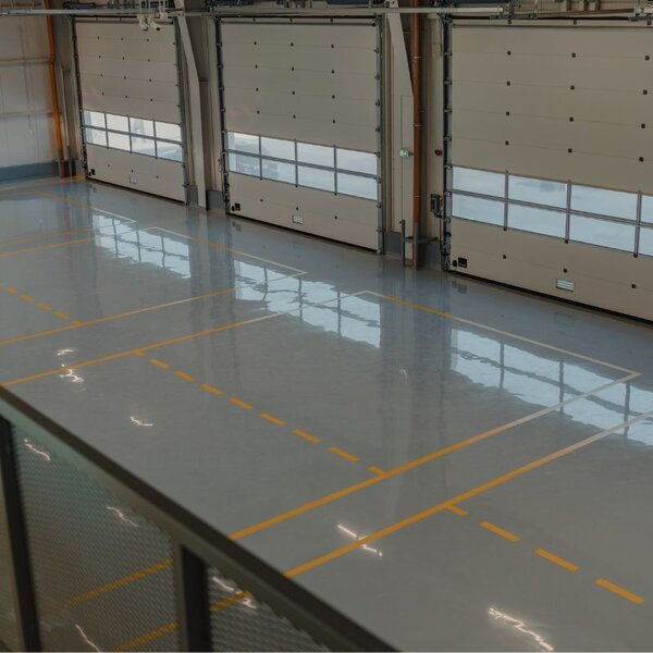 Warehouse with epoxy flooring